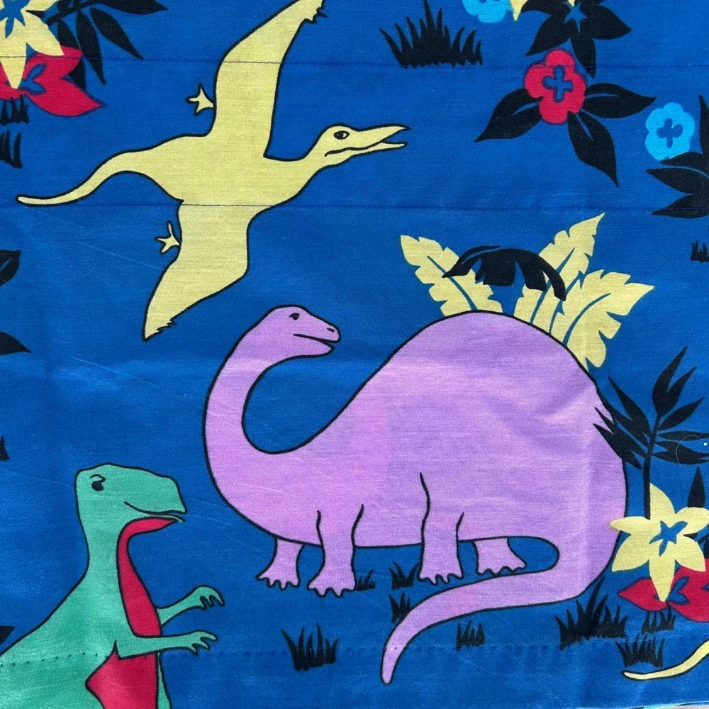 Dinosaur Window Valance Kids Blue Multicolor Novelty Print Retro‎ Kidcore